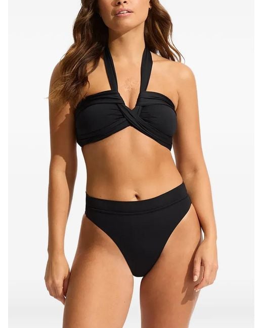 Seafolly Black Collective Halter Twist-Front Halterneck Bikini