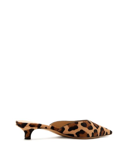 Francesco Russo White 25Mm Leopard-Print Kitten-Heel Mules