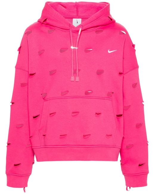 Nike Pink Swoosh-cut Out Jersey Hoodie