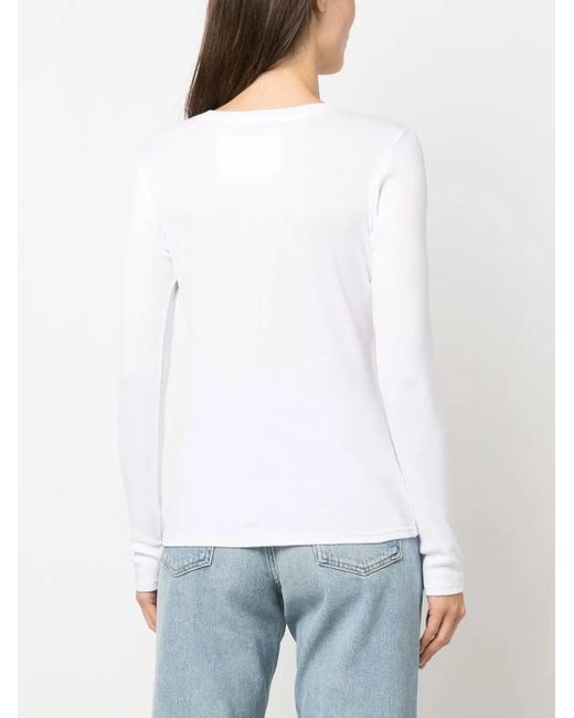 Nili Lotan White Button-Front Long-Sleeved T-Shirt