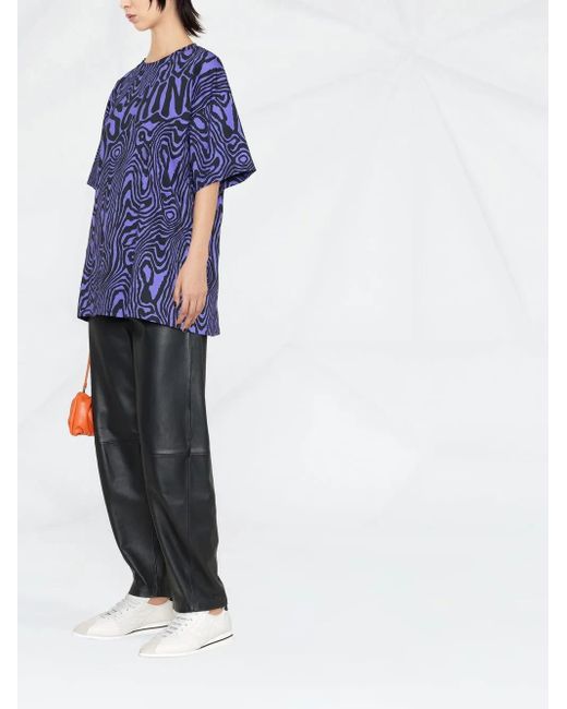 Moschino Blue Zebra-Print Round-Neck T-Shirt