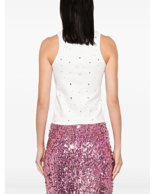 GIUSEPPE DI MORABITO White Crystal-Embellished Tank Top