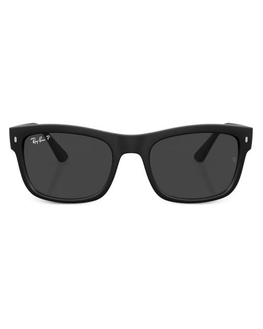 Ray-Ban Black Logo-Plaque Square-Frame Sunglasses