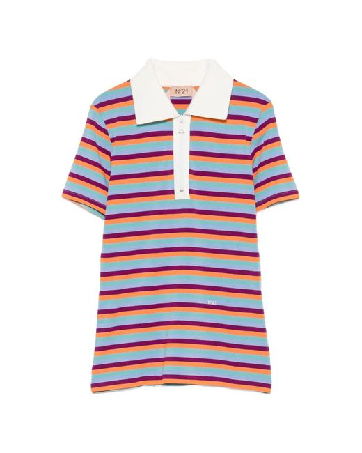 N°21 Red Striped Zip-Up Polo Top