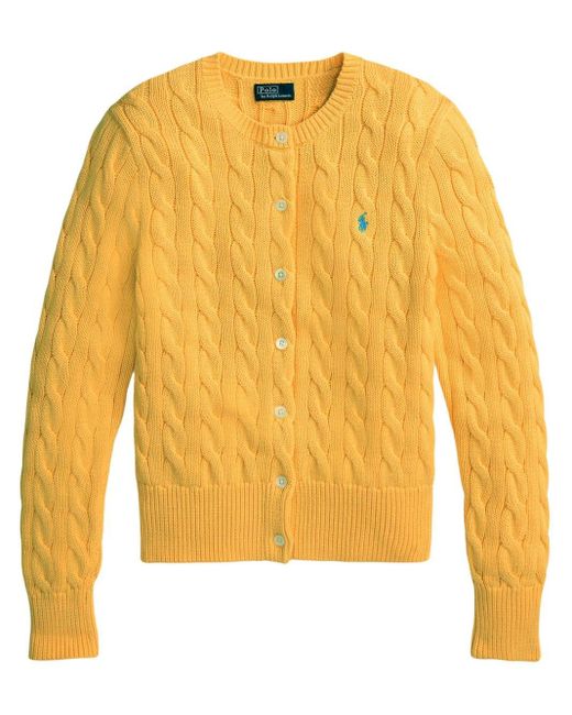 Cardigan en maille torsadée Polo Ralph Lauren en coloris Yellow