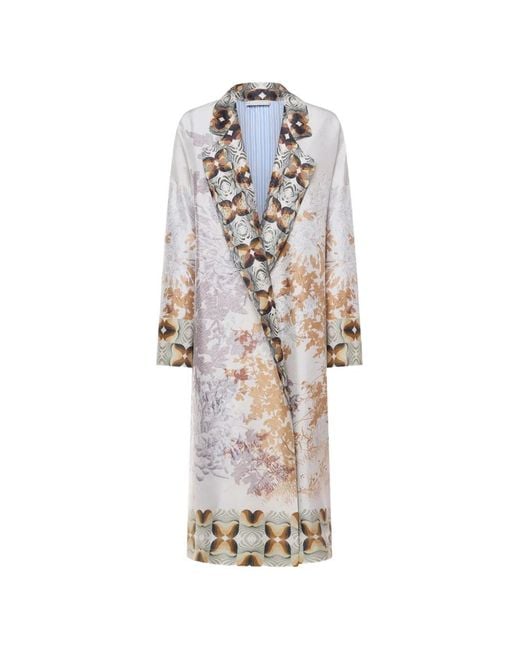 Pierre Louis Mascia White Entho Botanicals Graphic Silk Coat