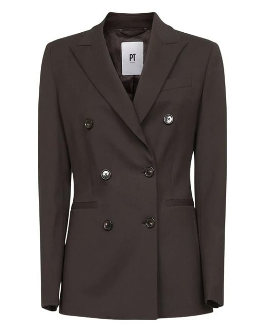 PT Torino Virgin Wool-blend Blazer Black