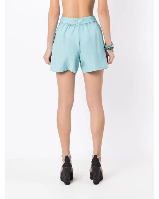 Amir Slama Blue Belted Elasticated Short Shorts