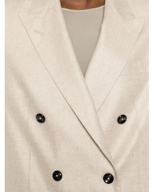 Tagliatore White Double-Breasted Flap-Pocket Blazer