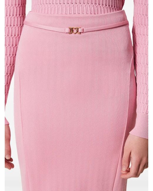 Gonna Midi Con Motivo A Spina Di Pesce di Twinset in Pink