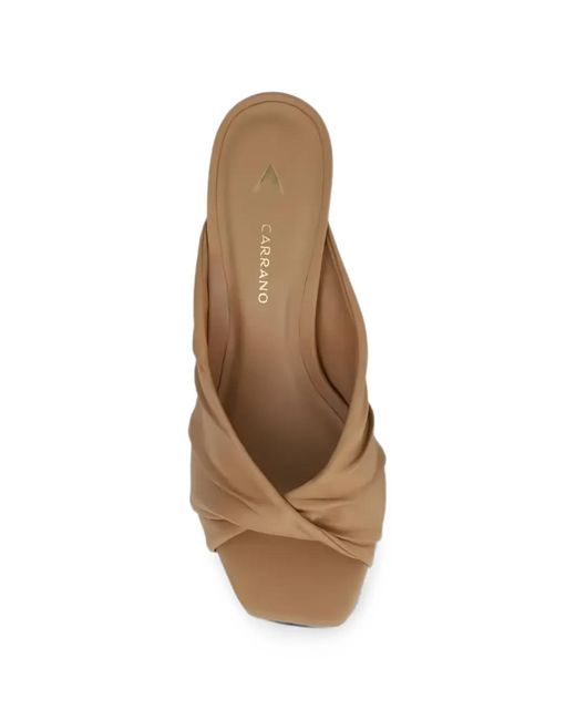 Carrano Natural Ruched Leather Sandals
