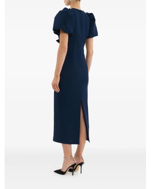 Rebecca Vallance Blue Nemy Bow Midi Dress