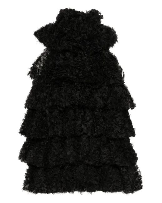 Karl Lagerfeld Black Ruffled Mesh Blouse