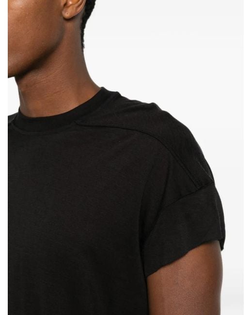 Rick Owens Black Seam-Detail Cap-Sleeve T-Shirt for men