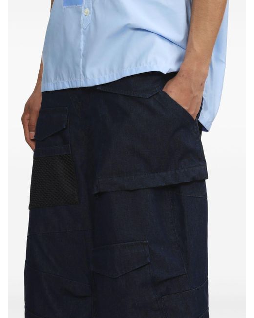 Junya Watanabe Blue Wide-leg Cotton Cargo Trousers for men