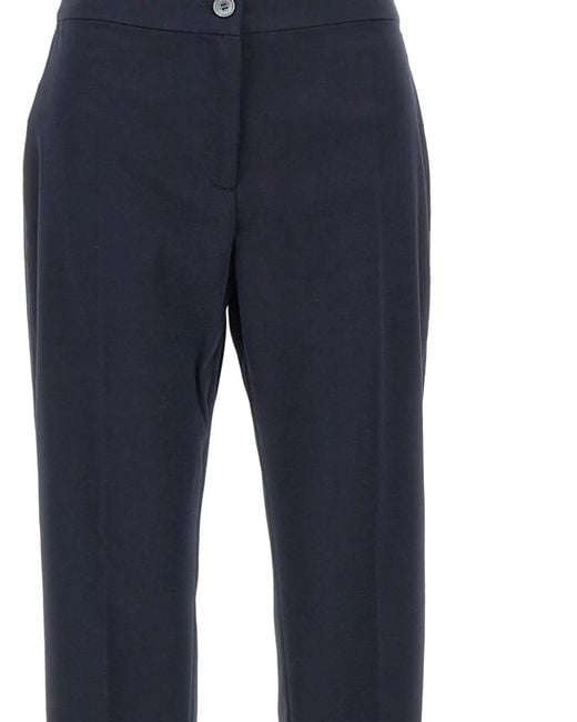 Elena Miro Blue Pressed-Crease Trousers