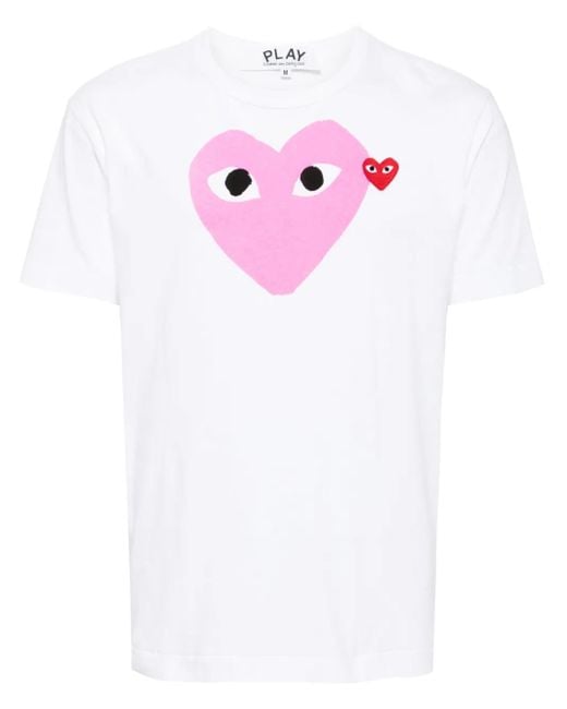 COMME DES GARÇONS PLAY Pink Heart-Printed T-Shirt