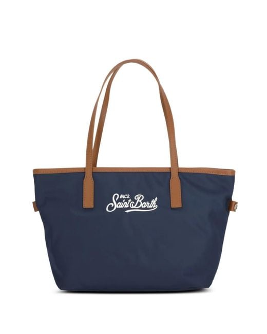 Mc2 Saint Barth Blue Sac Porté Épaule City Format Moyen À Logo Brodé