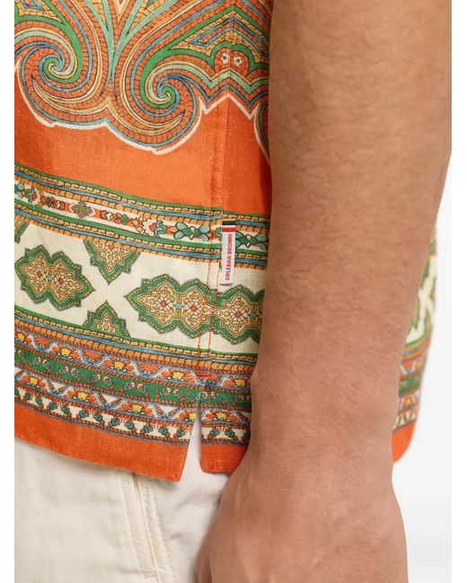 Orlebar Brown Orange Maitan Paisley-Print Shirt for men