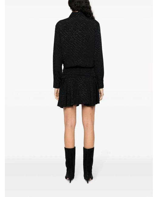 Pinko Black Arzach Logo-Jacquard Shirtdress