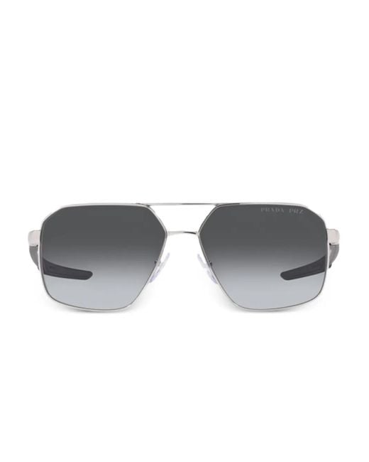 Prada Linea Rossa Gray Pilot Gradient Sunglasses for men