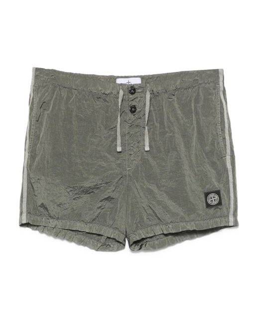Stone Island Gray Ruffled Effect Shorts for men