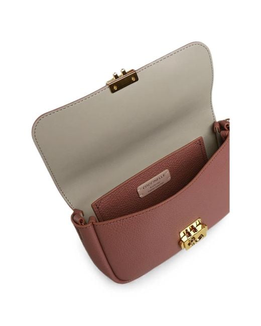 Coccinelle Purple Grainy Leather Shoulder Bag