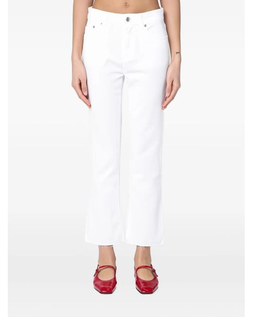 Department 5 White Frayed-Hem Jeans