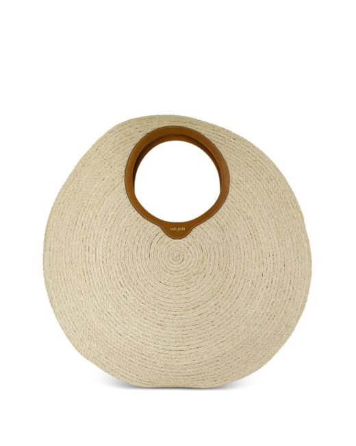 Cult Gaia Metallic Amun Circular-Handle Raffia Tote Bag
