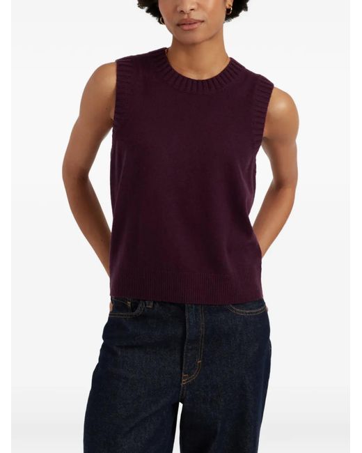 Chinti & Parker Purple Basics Ribbed-Trim Round-Neck Tank Top
