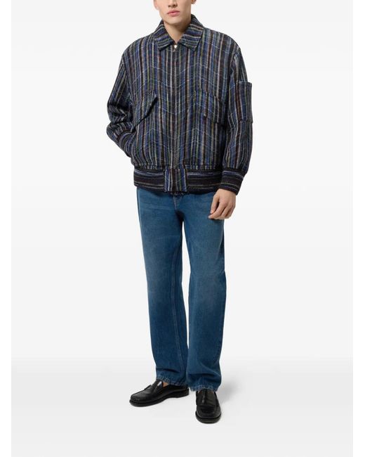 Missoni Blue Zigzag-Knit Zip-Up Jacket for men