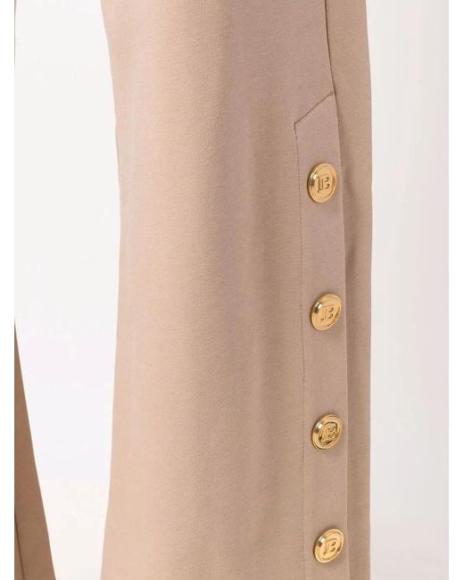 Balmain Natural Side-Button Detail Trousers