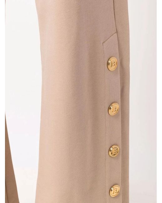 Balmain Natural Side-Button Detail Trousers