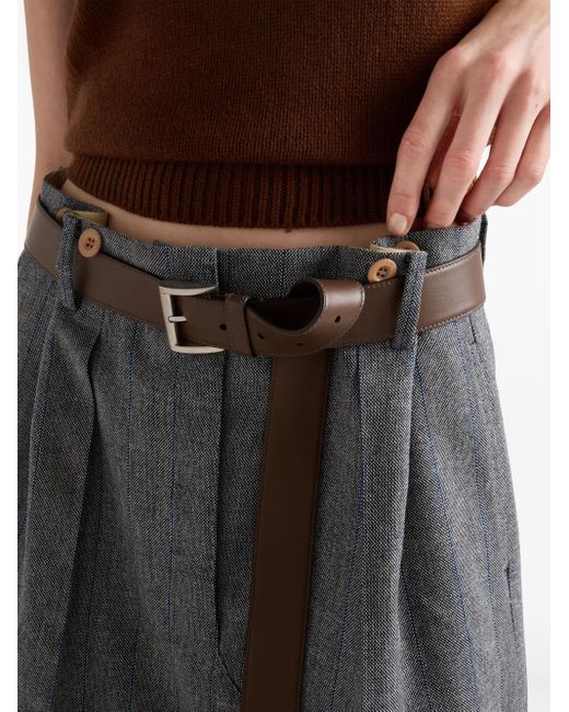 Prada Black Pinstriped Wool Straight Miniskirt