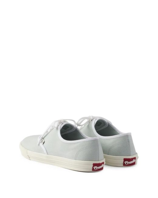 Prada White Round-Toe Lace-Up Sneakers