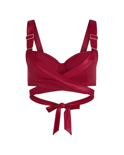Marlies Dekkers Red Cross Strap Unpadded Balcony Bikini Top
