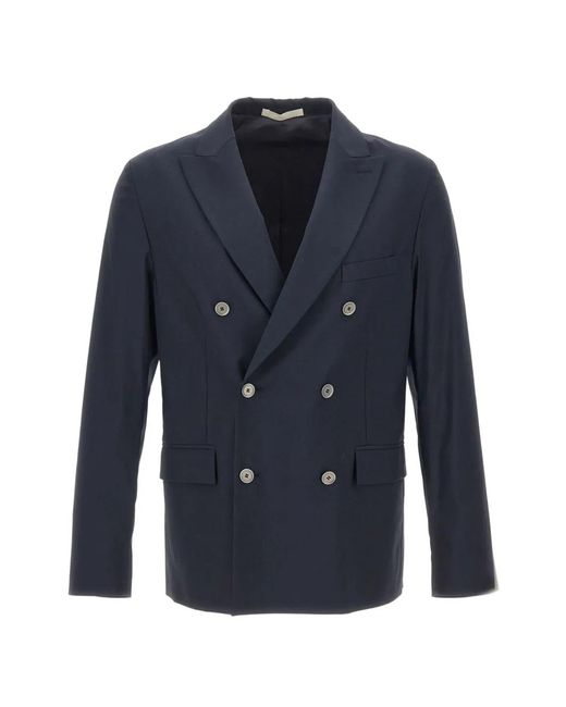 Paolo Pecora Blue Double-Breasted Blazer for men