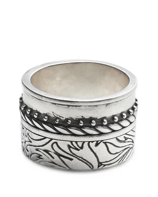 MM6 by Maison Margiela White Floral-Engraved Layered Ring for men