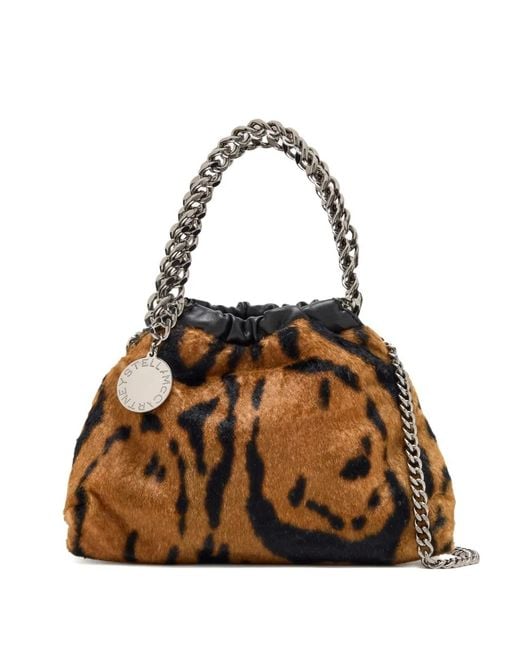 Stella McCartney Brown Tiger-Stripe Chain Bucket Bag