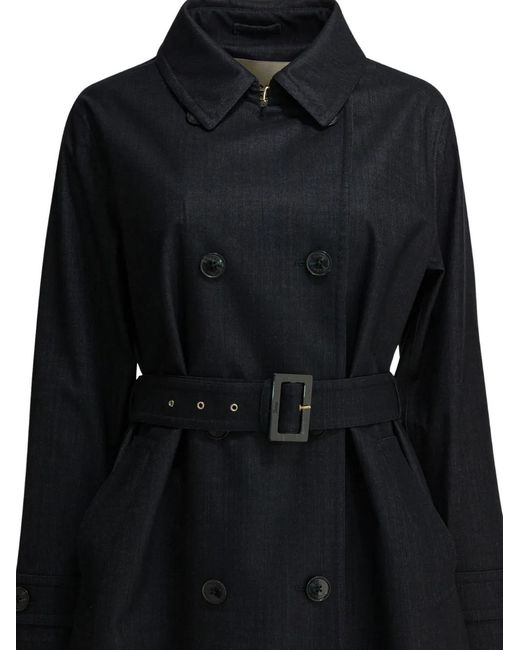 Herno Black Double-Breasted Belted Coat
