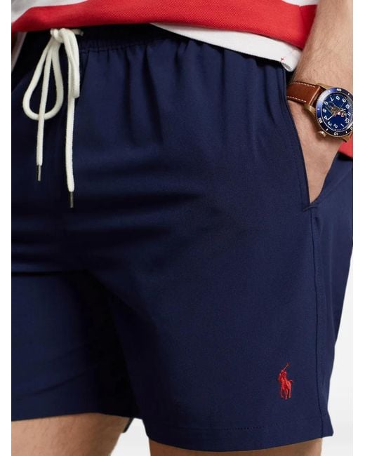 Polo Ralph Lauren Blue Traveller Embroidered Swim Shorts for men