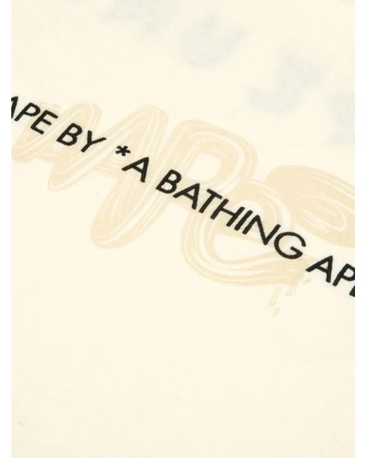 Aape By A Bathing Ape Natural Graphic-Print Long-Sleeve T-Shirt for men