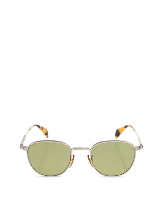 David Beckham Green Geometric-Frame Engraved Sunglasses for men
