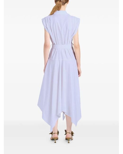 Proenza Schouler Blue Adinna Belt Cotton Midi Dress