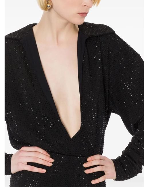 Philosophy Di Lorenzo Serafini Black Rhinestone Embellished Blouse