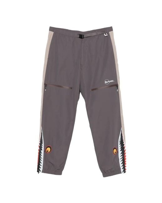 A Bathing Ape Gray X Kazuki Kuraishi Elasticated-Cuffs Track Pants for men