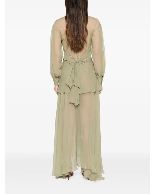 Erika Cavallini Semi Couture Green Ruffled Asymmetric Dress