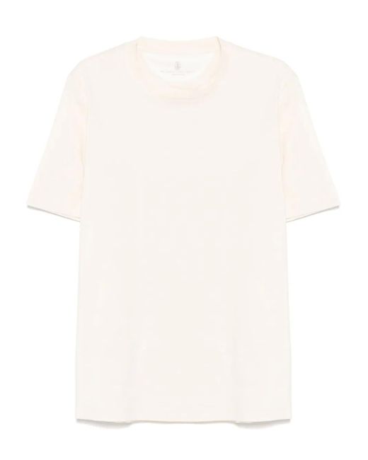 Brunello Cucinelli White Jersey T-Shirt for men