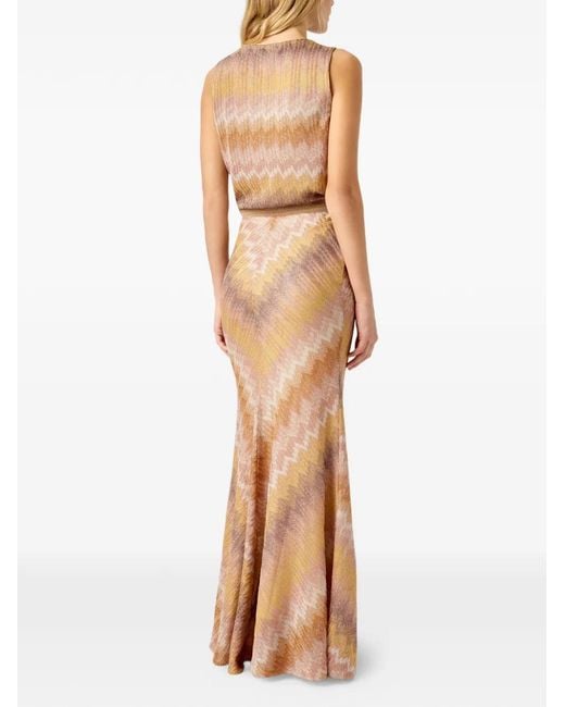 Missoni Natural Chevron-Pattern Maxi Skirt
