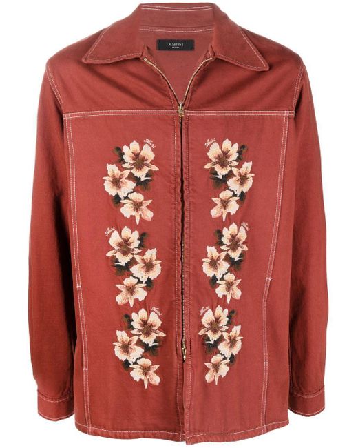 Amiri Hibiscus Floral-embroidered Zipped Jacket for men
